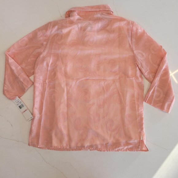 NEW Alfred Dunner Sz 10 3 piece Women's Top Peach Embroidered Sheer 3/4 Sleeves - Picture 8 of 10